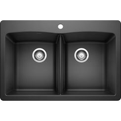 点击这里查看Blanco 440220 Blanco 440220钻石Silgranit双安装等双碗水槽(无烟煤)”width=