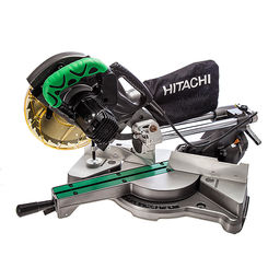 Click here to see Hitachi C8FSE Hitachi C8FSE Single Bevel Sliding Compound Corded Miter Saw, 120 VAC, 9.2 A, 1050 W, 5500 rpm