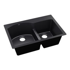 Click here to see Elkay ELXHU3322RCA0 Elkay Quartz Luxe Offset 60/40 Double Bowl Undermount Sink with Aqua Divide - Caviar (ELXHU3322RCA0)