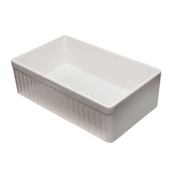 Click here to see Alfi AB532-W ALFI AB532-W Fluted Fireclay Farm-Style Kitchen Sink, White