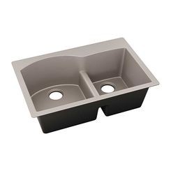 Click here to see Elkay ELXH3322RSM0 Elkay Quartz Luxe Offset 60/40 Double Bowl Drop-in Sink with Aqua Divide - Silvermist (ELXH3322RSM0)