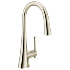 Click here to see Moen 9126NL Moen 9126NL Kurv One-Handle High Arc Pulldown Kitchen Faucet - Polished Nickel