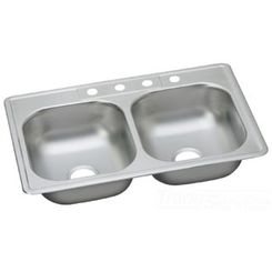 Click here to see Dayton DW50233220 Dayton DW50233220 Stainless Steel Top Mount Double Bowl Sink