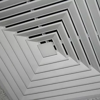 close up view of a ceiling diffuser