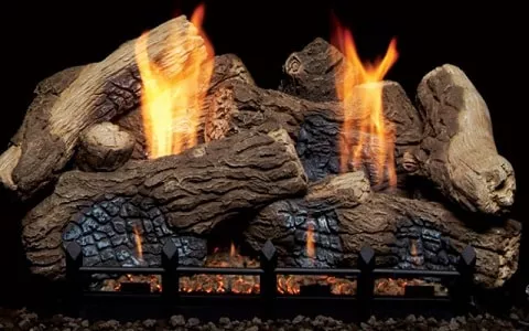 gas logs burning
