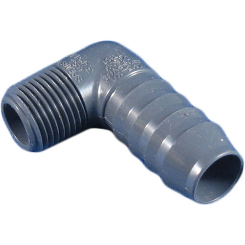 3/4 Barbed x NPT Male Schedule 40 Spears 1413 Series PVC Tube Fitting 90 Degree Elbow Gray 