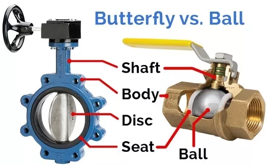 butterfly valve vs ball valve diagram