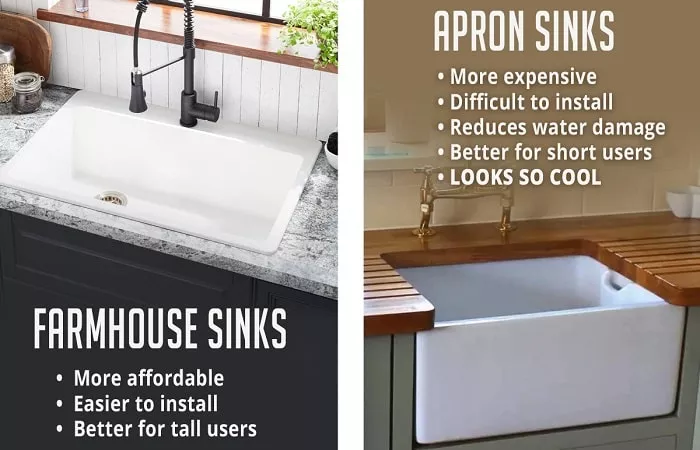 apron sink vs. farmhouse sink infographic