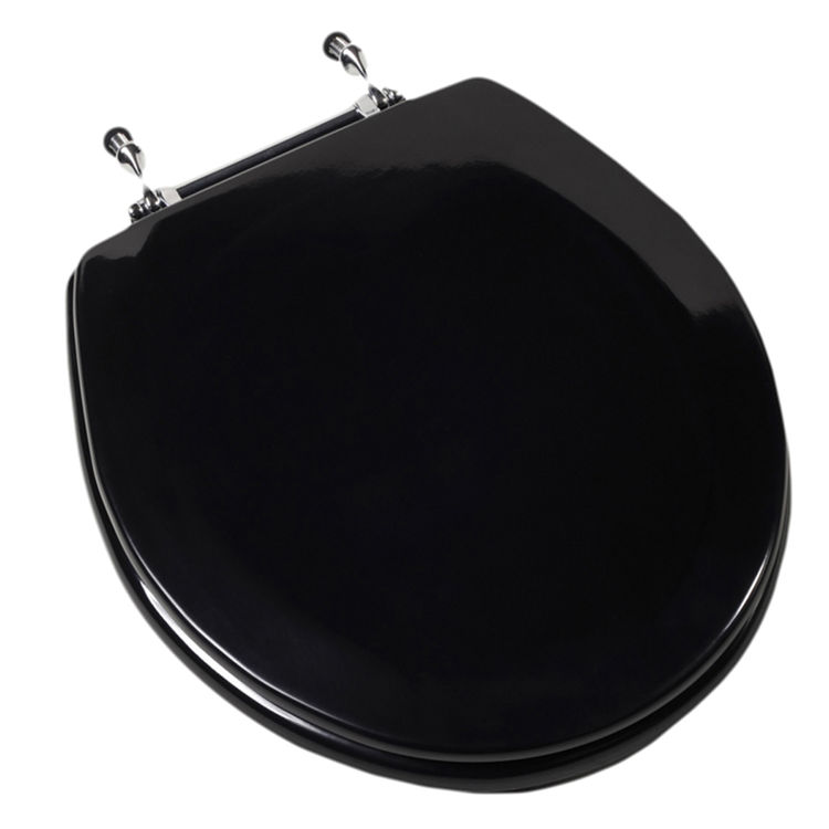 Jones Stephens C3B4R290CH Black Round Wood Toilet Seat PlumbersStock