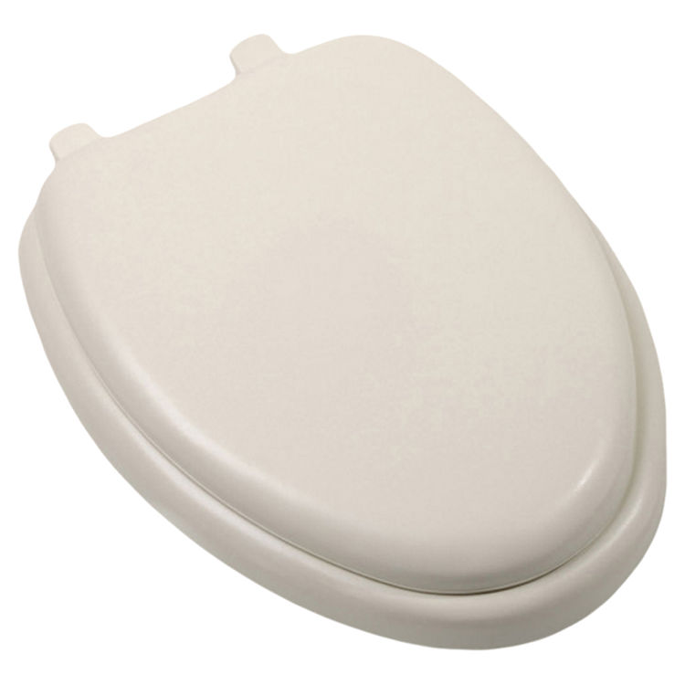 Jones Stephens C3B5E201 Bone Elongated Padded Wood Toilet Seat