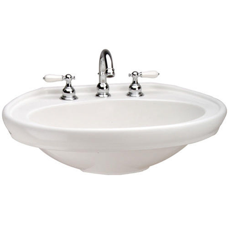 Mansfield 338 4 Wht Waverly 24 1 2 Pedestal Lavatory Basin 3 Holes Overflow White - Mansfield Bathroom Pedestal Sinks