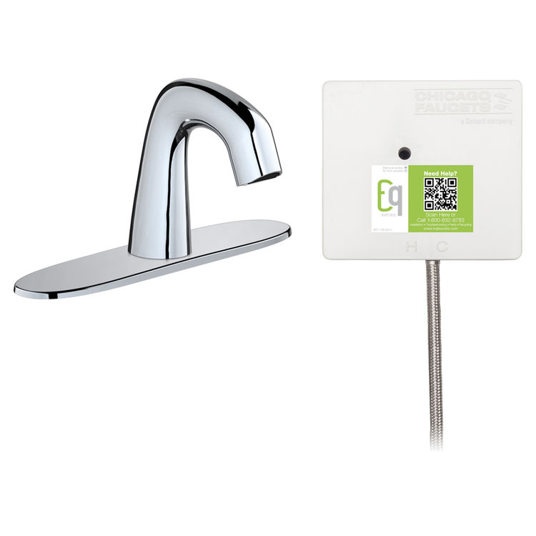 Chicago Faucet EQ-A13A-11ABCP Chicago Faucets EQ-A13A-11ABCP EQ Chrome EQ Curved Series Lavatory Sink Faucet with Hands-free Infrared Detection