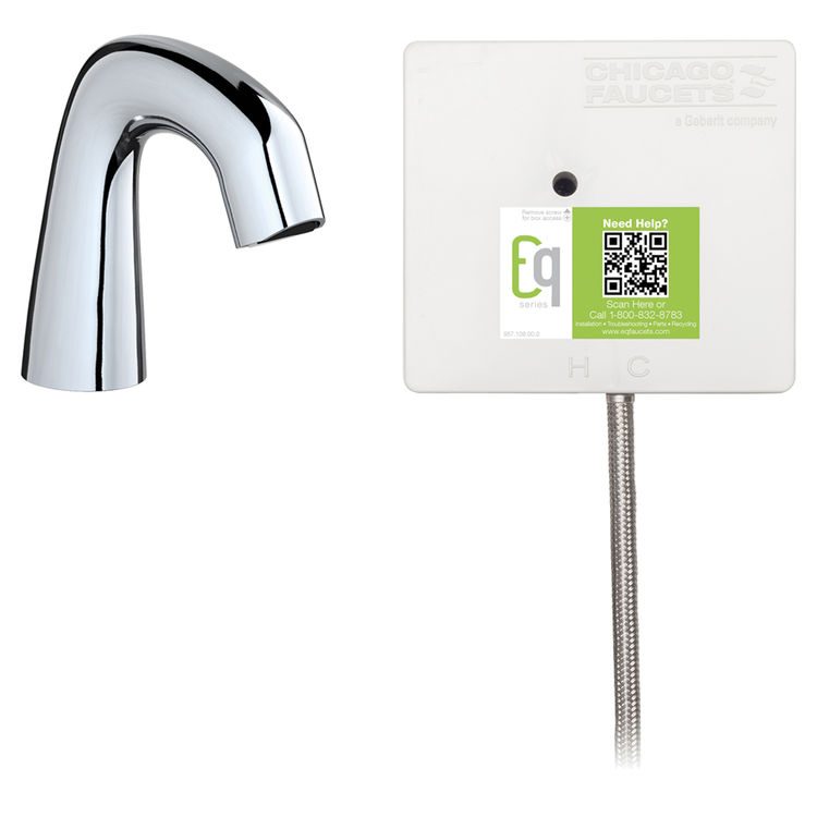 Chicago Faucet EQ-A11A-41ABCP Chicago Faucets EQ-A11A-41ABCP EQ Chrome EQ Curved Series Lavatory Sink Faucet with Hands-free Infrared Detection
