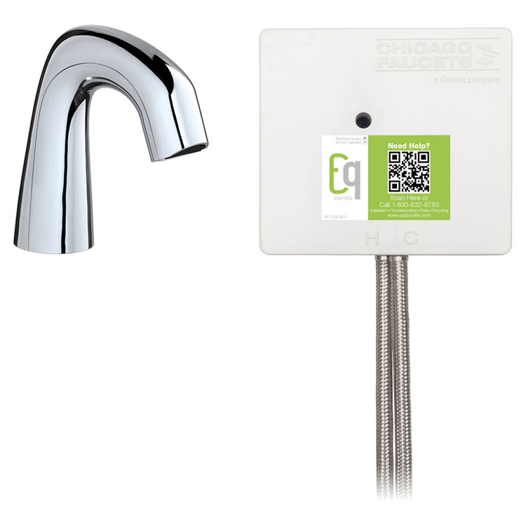 Chicago Faucet EQ-D11A-33ABCP-MP Chicago Faucets EQ-D11A-33ABCP-MP EQ Chrome EQ Curved Series Lavatory Sink Faucet with Hands-free Infrared Detection - Master Pack of 6