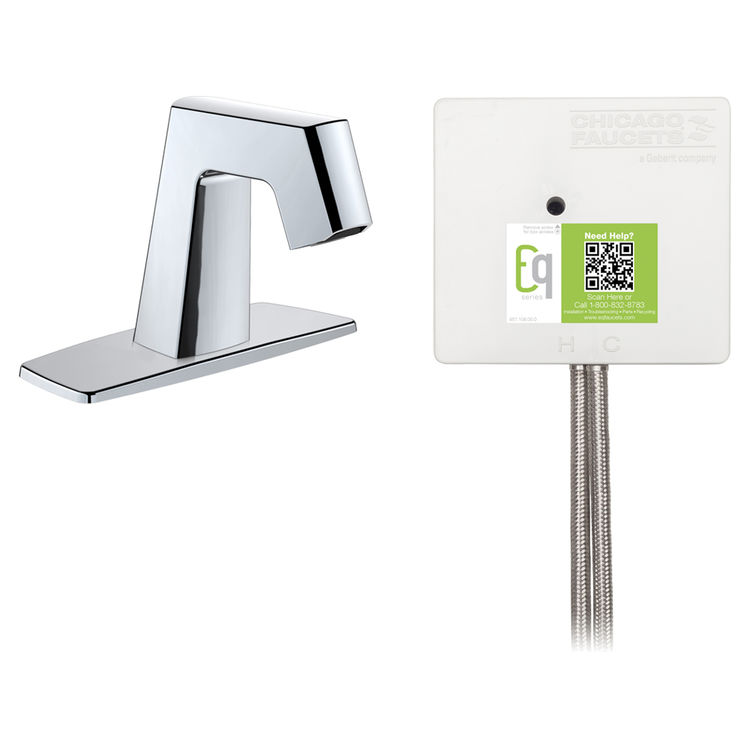Chicago Faucet EQ-B12A-33ABCP Chicago Faucets EQ-B12A-33ABCP EQ Chrome EQ Angular Series Lavatory Sink Faucet with Hands-free Infrared Detection