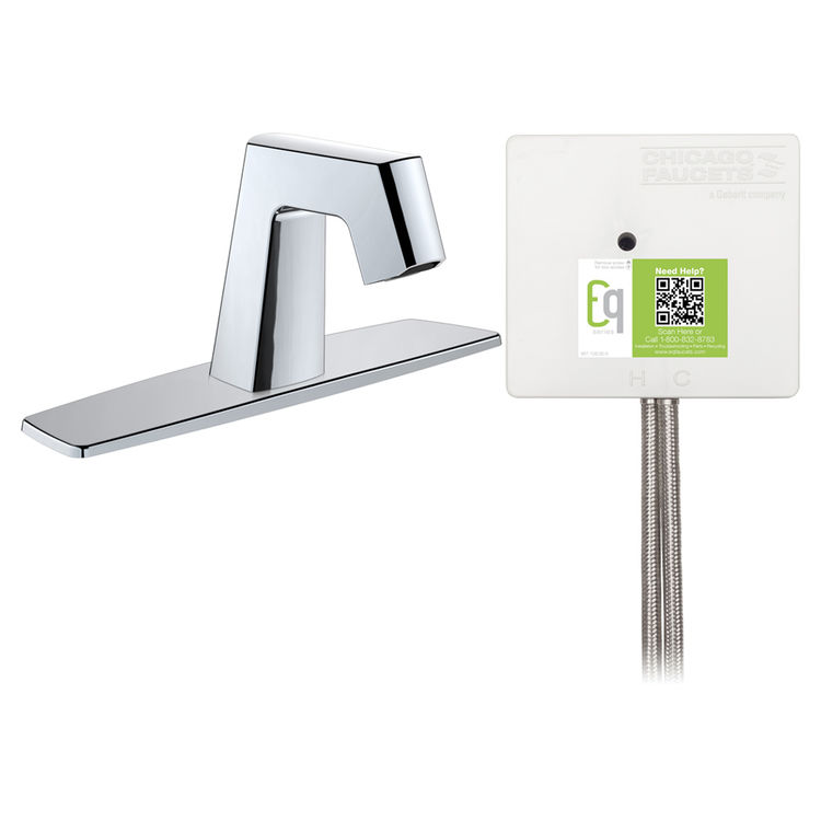 Chicago Faucet EQ-B13A-41ABCP Chicago Faucets EQ-B13A-41ABCP EQ Chrome EQ Angular Series Lavatory Sink Faucet with Hands-free Infrared Detection