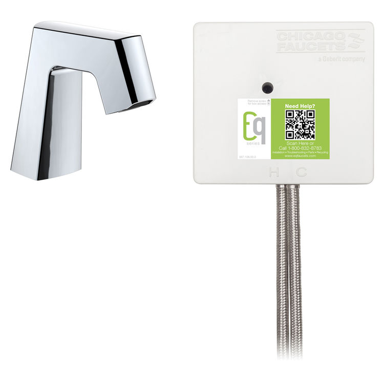 Chicago Faucet EQ-B11B-23ABCP Chicago Faucets EQ-B11B-23ABCP EQ Chrome EQ Angular Series Lavatory Sink Faucet with Hands-free Infrared Detection