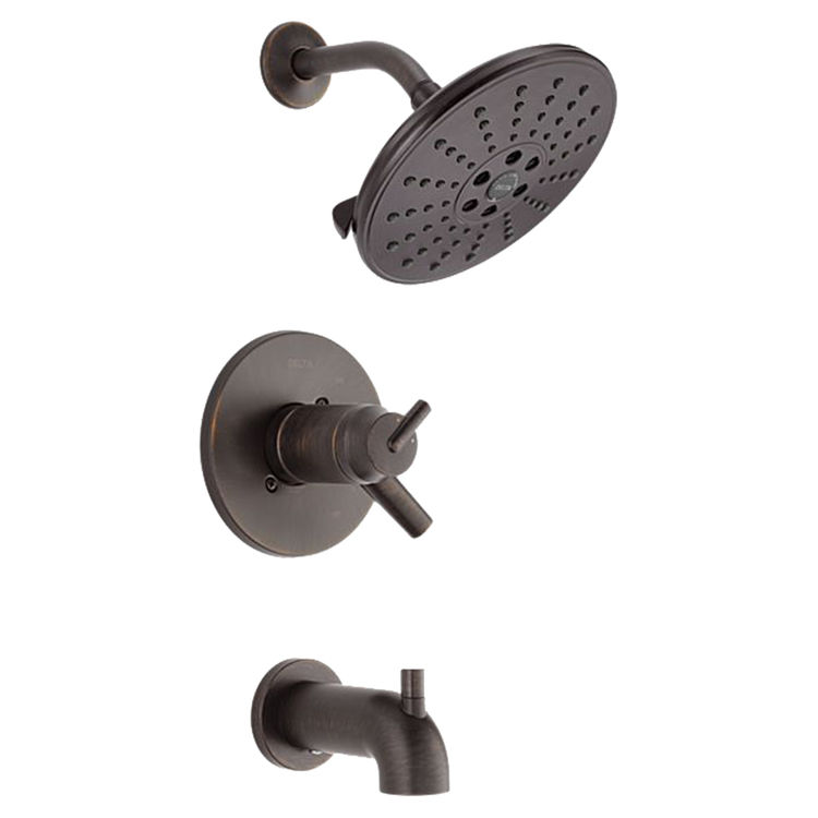 Delta T17T459-RBH2O Delta T17T459-RBH2O Trinsic TempAssure 17T Series H2Okinetic Tub & Shower Trim, Venetian Bronze