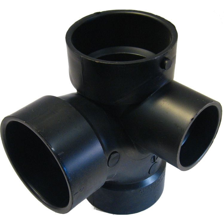 Commodity  3 Inch ABS Tee with 2 Inch Right Inlet, ABS Construction