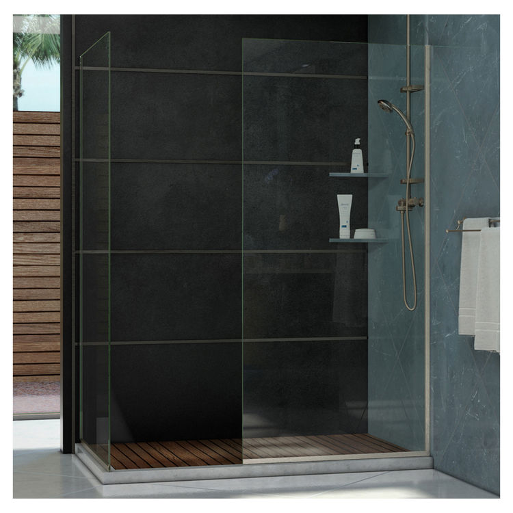 Linea Frameless Shower Door Two Glass Panels 34 In X 72 And Printer Friendly Page