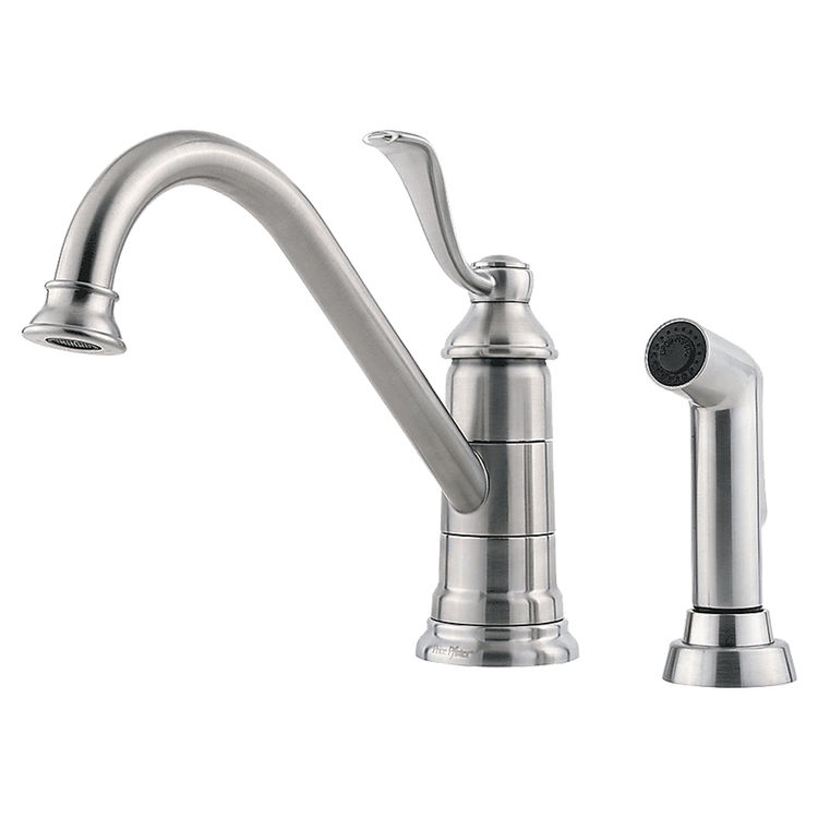 Pfister Lg343ps0 Stainless Portland One Handle Kitchen Faucet W Spray