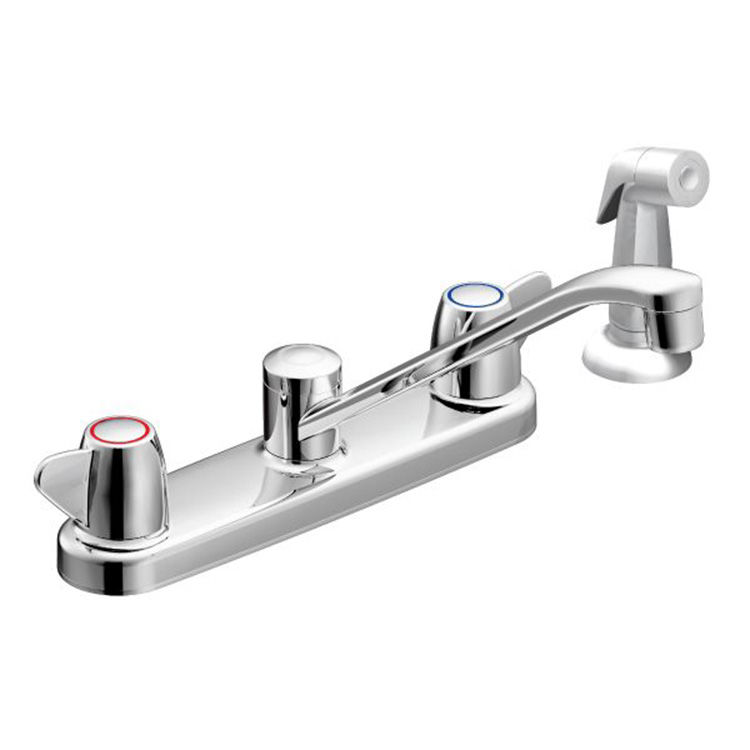 Moen Cfg Ca40613 Cornerstone Two Handle Kitchen Faucet With Two Handle Kitchen Faucet With Side Spray Chrome Printer Friendly Page