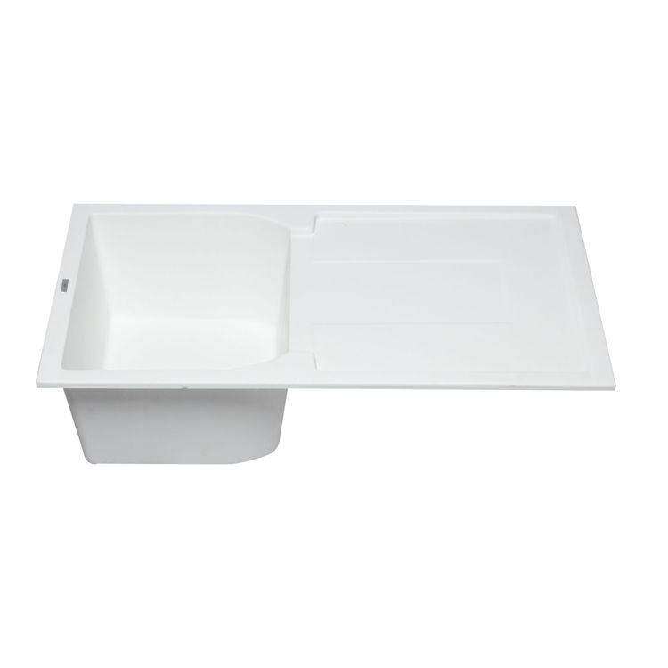 ALFI AB1620DI-W Single Bowl Kitchen Sink w/ Drainboard - White