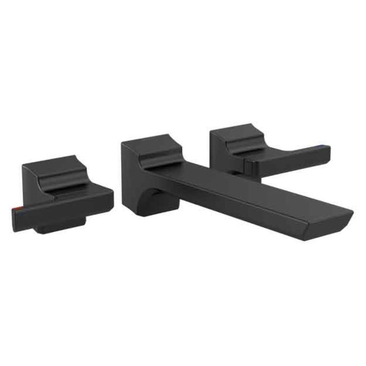 Delta T3599lf Blwl Pivotal Two Handle Wall Mount Bathroom Faucet Trim Matte Black
