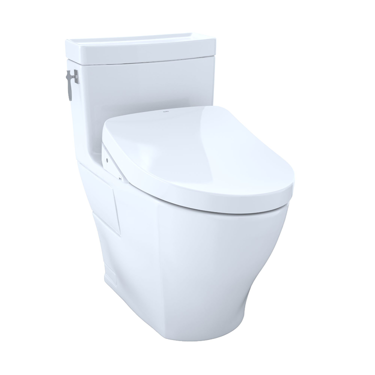 Toto MW6263046CEFGA#01 TOTOWASHLET+ Aimes One-Piece Elongated 1.28GPF Toilet with Auto Flush S500e Bidet Seat, Cotton White - MW6263046CEFGA#01