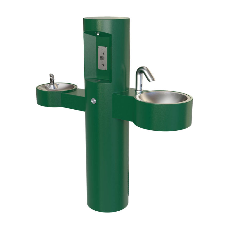 Murdock GWQ85 Murdock GWQ85 Wash-N-Go! Pedestal Mount Handwashing and Drinking Station with Bottle Filler - Green