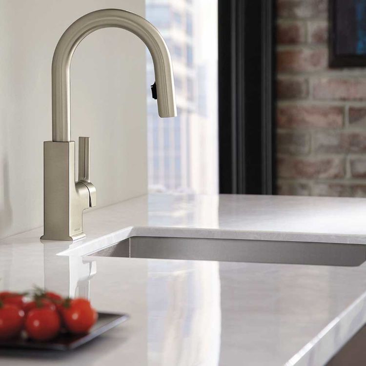 Moen S62308srs Sto One Handle High Arc Pulldown Bar Faucet Spot