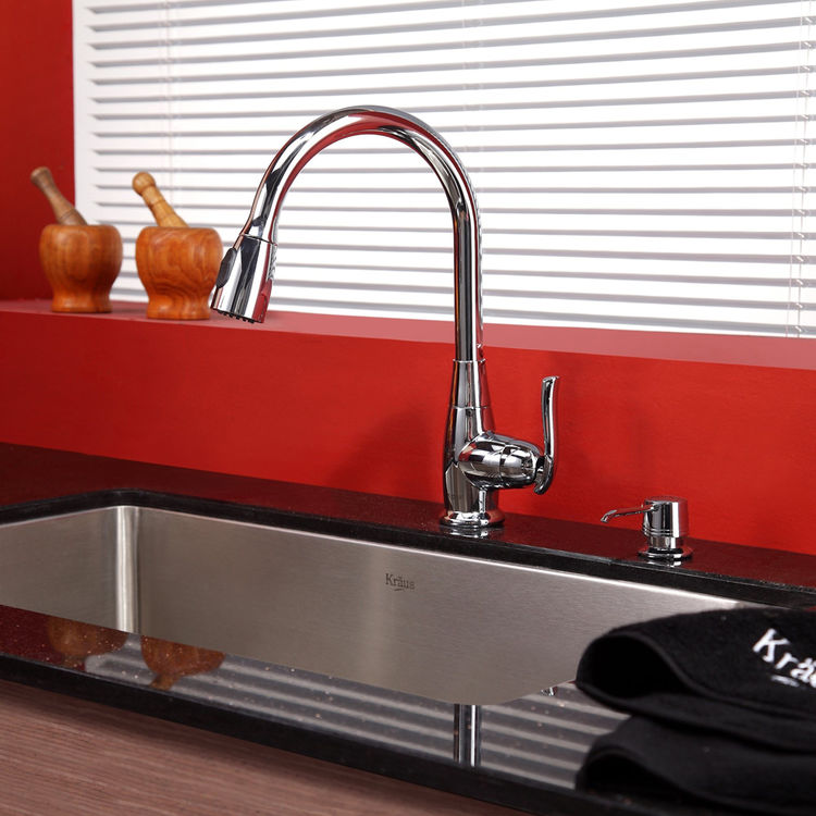 Kraus KHU100-30-KPF2230-KSD30SN Kitchen Sink And Faucet Combo