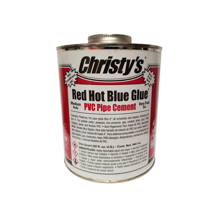 Christy's Red Hot Blue Glue PVC Pipe Cement, Medium Body, Fast Set