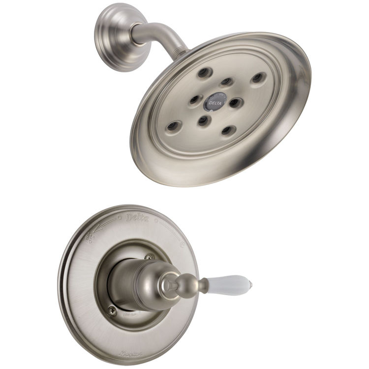 View 3 of Delta T14255-SSH2OLHP Delta T14255-SSH2OLHP Victorian Monitor Shower Trim: Stainless Steel-no handle