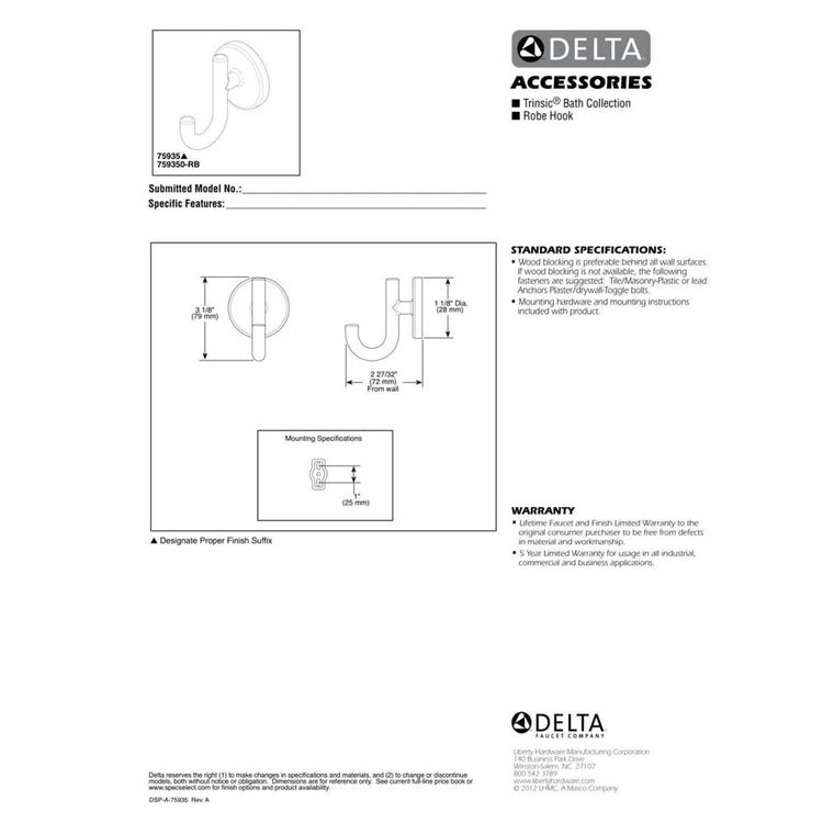 Delta 75950-BL Trinsic Matte Black Toilet Paper Holder ...