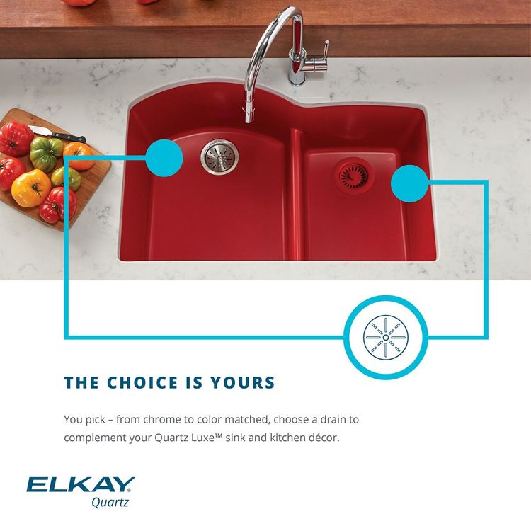 View 5 of Elkay LKQS35CA Elkay Polymer Drain Fitting with Removable Basket Strainer and Rubber Stopper Caviar - LKQS35CA