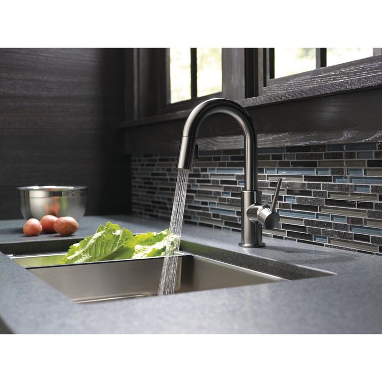 View 5 of Delta 9959-KS-DST Delta 9959-KS-DST Trinsic One Handle Pulldown Bar Faucet, Black ...