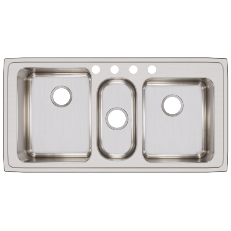 Elkay Lustertone Classic Stainless Steel 43" x 22" x 10", Triple Bowl