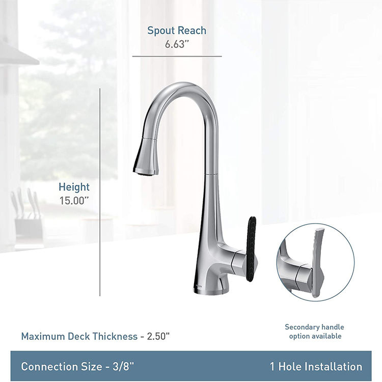 View 8 of Moen S6235SRS Moen S6235SRS Sinema One-Handle Pulldown Bar Faucet - Stainless