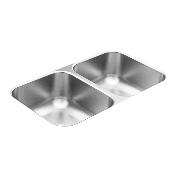 View 4 of Moen GS18211 Moen GS18211 1800 Series Stainless Steel Undermount Double Bowl Kitchen Sink - Brushed