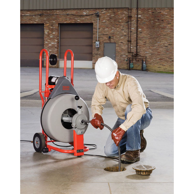 Ridgid K-750 115v滚筒机-自动进料，5/8＂Pigtail, Gloves - Ridgid 51402