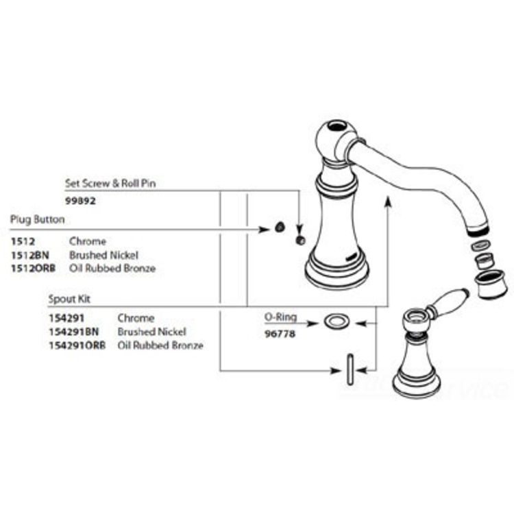Moen 154291 Part Roman Tub Diverter Spout Chrome | PlumbersStock