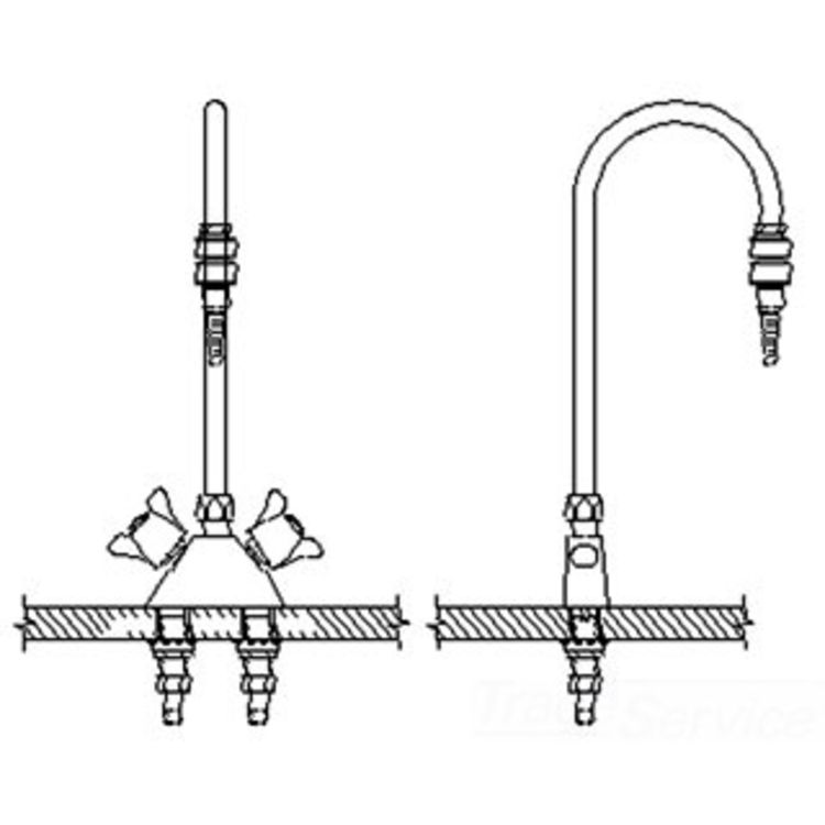 Delta W6700-9-R6 Delta W6700-9-R6 Teck Deckmount 2-Arm Lab Handles Mixing Faucet w/ 6