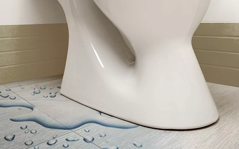water leaking from a toilet