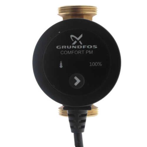 Grundfos Comfort PM Recirculating Pump - 115V, Auto, Check valve, 1-1/4”  NPSM union, 6' line cord (ISO valve), 98420224 - UP10-16 PM A BU/LC