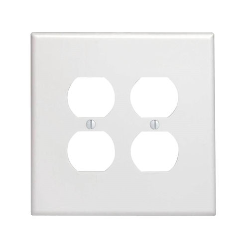 Leviton 001-88116-W Double Gang White Two Duplex Receptacle Wallplate