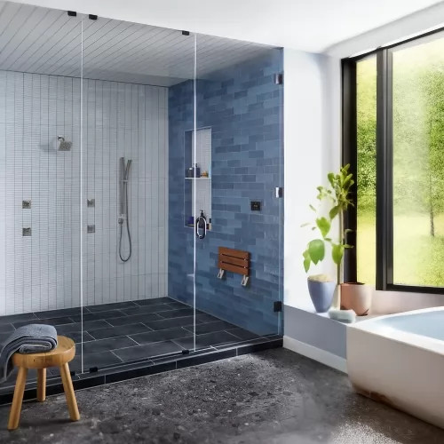 Delta Steam System 20in Stainless Tilt up Shower Seat with Brass