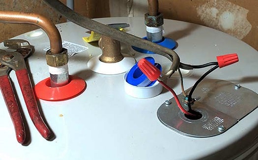 topside view of how to wire a water heater