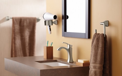 chrome moen voss bathroom faucet installed