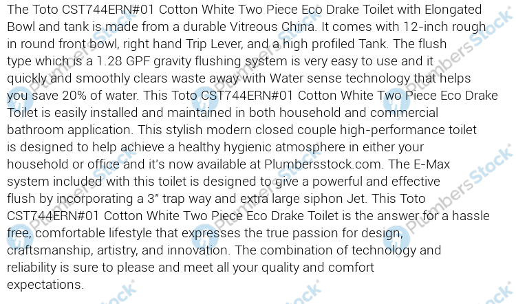 Toto Eco Drake Transitional Two Piece Elongated 128 Gpf Toilet With